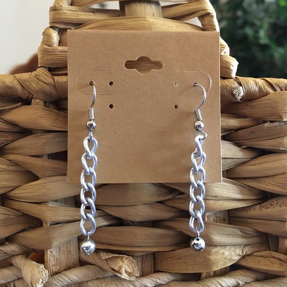 Vintage repurpose silver chain dangle earrings